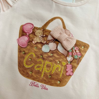  Conj. Blusa Capri  Bella Vita e Short Saia - Rose